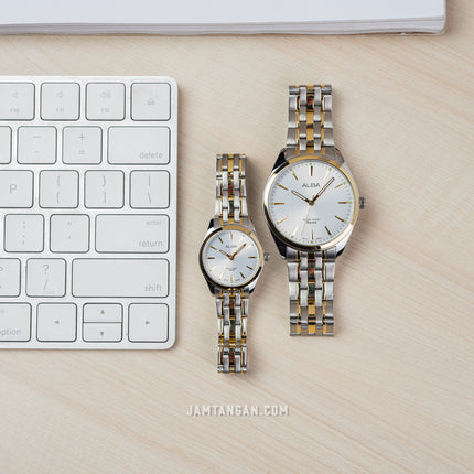 Alba ARX132X1_ARX112X1 Couple Silver Dial Dual Tone Stainless Steel Strap