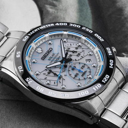 Seiko Solar SSC121P1 Chronograph Silver Dial Stainless Steel Strap