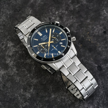 Alba AT3J73X1 Men Chronograph Dark Blue Dial Stainless Steel Strap