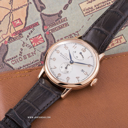 Orient Star Heritage RE-AW0003S Gothic Power Reserve Small Man Silver Dial Brown Leather Strap