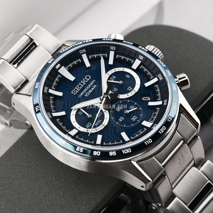 Seiko Chronograph SSB445P1 Essentials Blue Dial Stainless Steel Strap