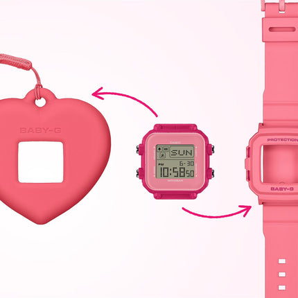 Casio Baby-G + Plus BGD-10KH-4DR Digital Dial Pink Resin Band + Case Holder Set
