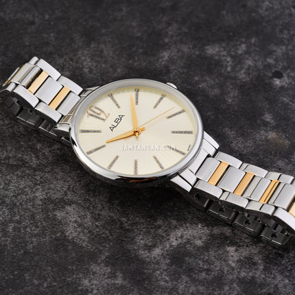 Alba Fashion AH8755X1 Ladies Light Champagne Dial Dual Tone Stainless Steel Strap