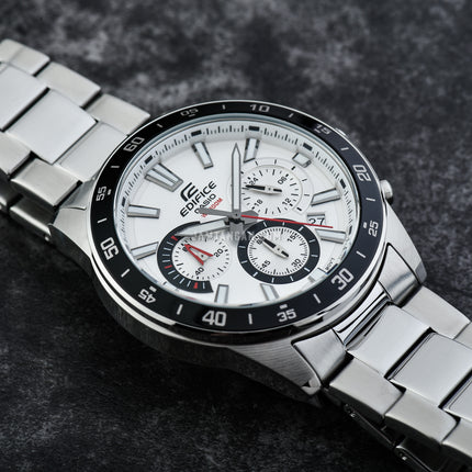 Casio Edifice EFV-570D-7AVUDF Chronograph Men Silver Dial Stainless Steel Band