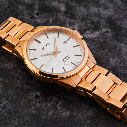 Alba Prestige AS9H98X1 Men Silver Dial Gold Stainless Steel Strap