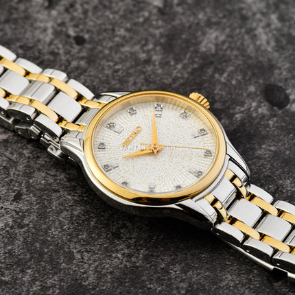 Seiko Ladies SRZ550P1 Cream Sparkle Effect Dial Dual Tone Stainless Steel Strap