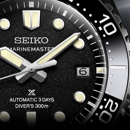 Seiko Prospex HBF001J1 Marinemaster 1968 Heritage Diver In Satin Black Dial Stainless Steel Strap