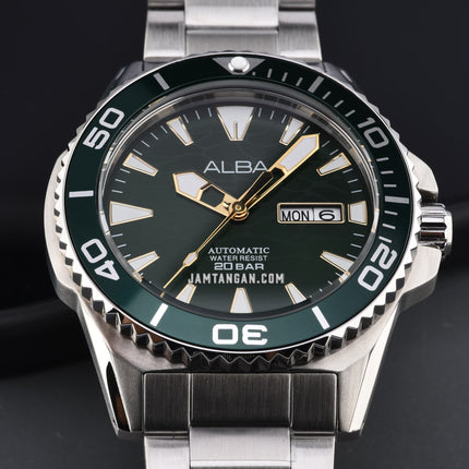 Alba Mechanical A3B015X1 Automatic Men Green Gradient Dial Stainless Steel Strap