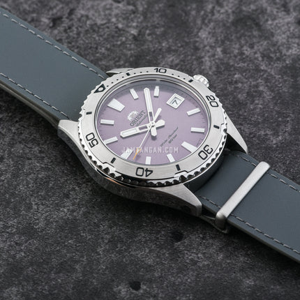 Orient Mako 40 RA-AC0Q07V Men Lilac Dial Grey Leather Strap