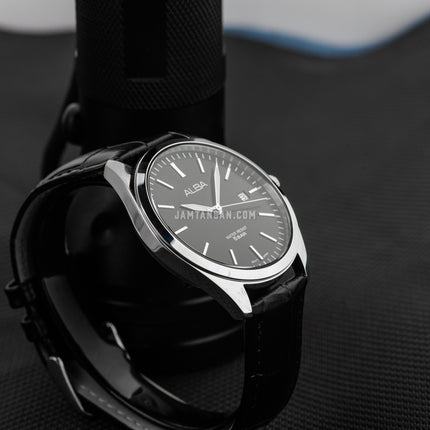 Alba Prestige AS9S27X1 Men Black Dial Black Leather Strap