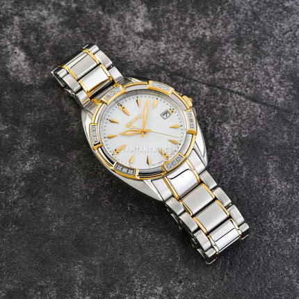 Seiko Classic SKK880P1 Diamond Mother Of Pearl Dial Dual Tone Stainless Steel Strap