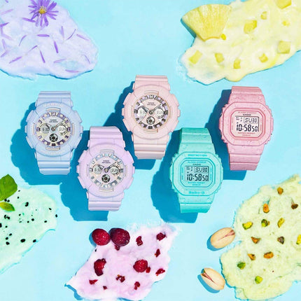 Casio Baby-G BA-130WP-2ADR Special Color Ladies Digital Analog Dial Blue Icy Pastel Resin Band