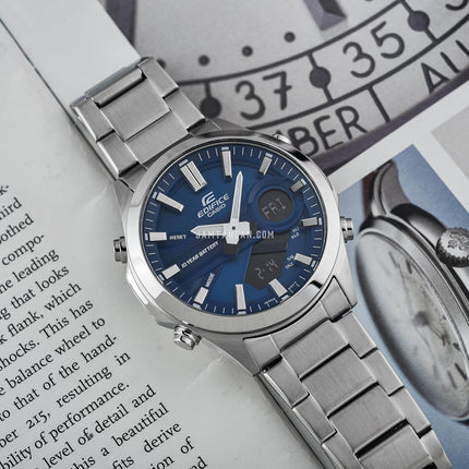 Casio Edifice EFV-C120D-2ADF Blue Digital Analog Dial Stainless Steel Band