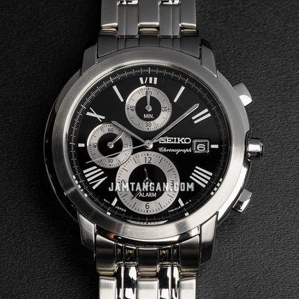Seiko Chronograph SNAB79P1 Men Dual Tone Dial Stainless Steel Strap