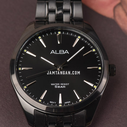 Alba ARX125X1 Men Black Dial Black Stainless Steel Strap