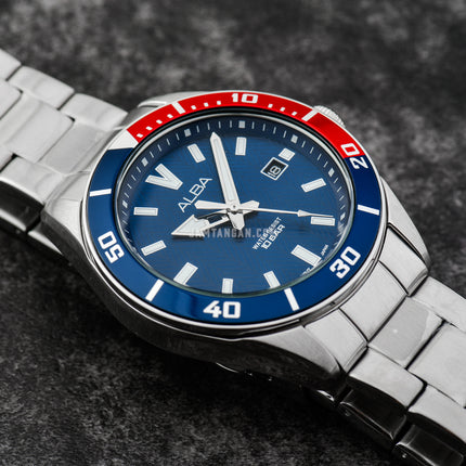 Alba Active AG8J39X1 Men Blue Pattern Dial Stainless Steel Strap