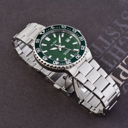 Alba Active AS9S85X1 Men Green Dial Stainless Steel Strap