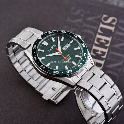 Alba Mechanical A3B007X1 Automatic Men Green Patterned Dial Stainless Steel Strap