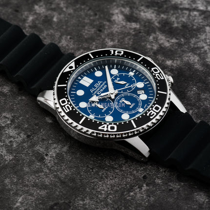 Alba Active AT3J47X1 Men Chronograph Blue Dial Black Silicone Strap