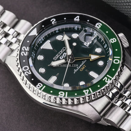 Seiko 5 Sports SSK035K1 SKX Series Automatic GMT Sprite Green Black Dial Stainless Steel Strap
