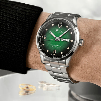 MIDO Multifort M M038.431.11.097.00 Automatic Chronometer Green Dial Stainless Steel Strap