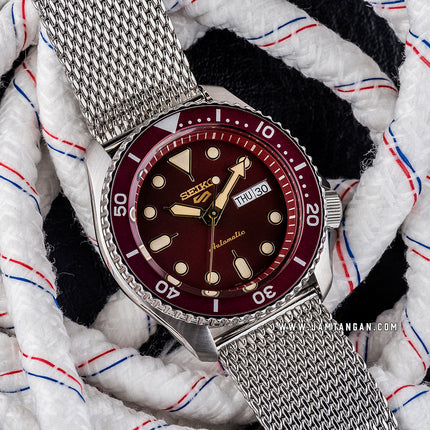 Seiko 5 Sports SRPD69K1 5KX SKX Sports Style Automatic Red Dial Mesh Strap