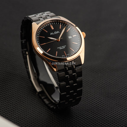 Alba Prestige AS9S04X1 Men Black Dial Black Stainless Steel Strap