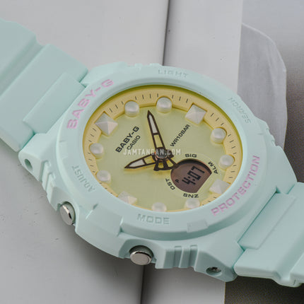 Casio Baby-G BGA-320FH-3ADR Fantasy Holographic Colors Digital Analog Dial Green Pastels Resin Band