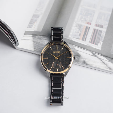 Seiko Ladies SRKZ49P1 Black Dial Black Stainless Steel Strap