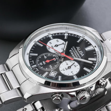 Alba Active AT3K31X1 Men Chronograph Black Dial Stainless Steel Strap