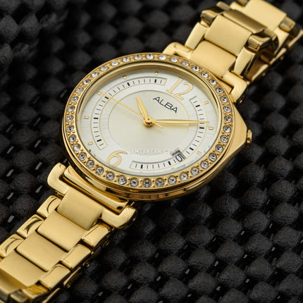 Alba Fashion AG8K08X1 Gold Dial Gold Stainless Steel Strap