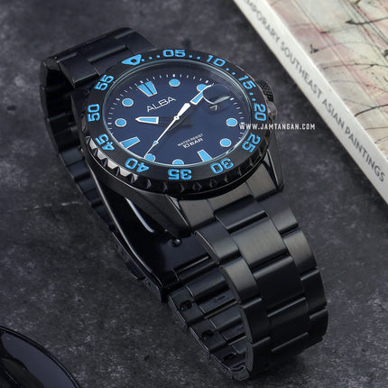 Alba Active AS9N27X1 Men Blue Dial Black Stainless Steel Strap