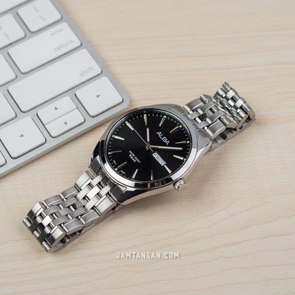 Alba AJ6179X1 Men Black Dial Stainless Steel Strap