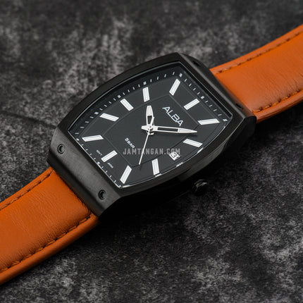 Alba Active AG8N19X1 Men Black Patterned Dial Light Brown Leather Strap