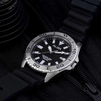 Alba Active AS9Q49X1 Men Black Dial Black Rubber Strap