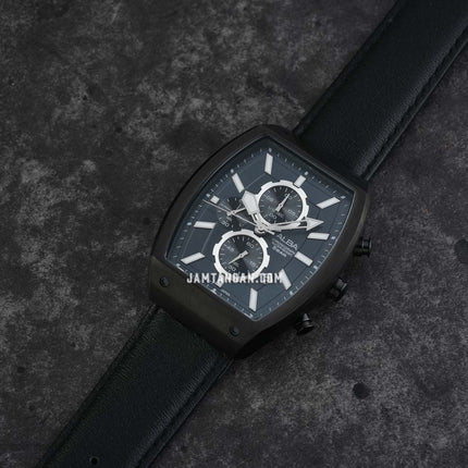 Alba AM3999X1 Men Chronograph Black Dial Black Leather Strap