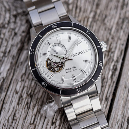 Seiko Presage SSA423J1 Automatic Open Heart White Dial Stainless Steel Strap