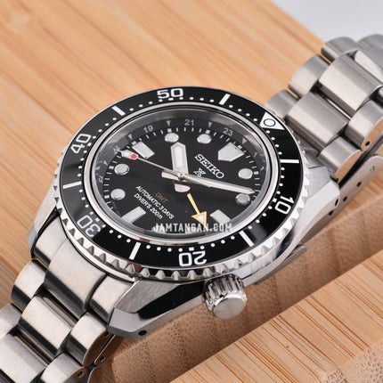 Seiko Prospex SPB383J1 Baby Marinemaster GMT Save the Ocean Black Dial Stainless Steel Strap