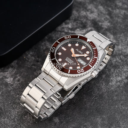 Alba Mechanical AL4289X1 Automatic Men Brown Dial Stainless Steel Strap