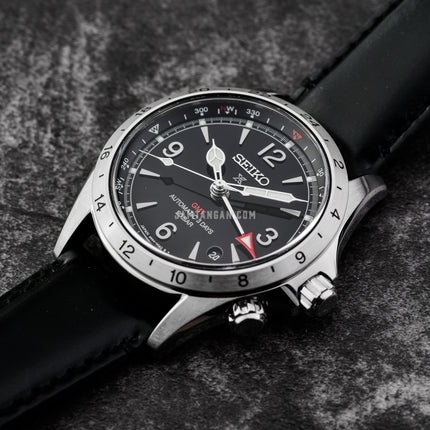 Seiko Prospex SPB379J1 Alpinist GMT Black Dial Black Leather Strap 
