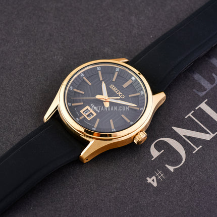 Seiko SUR560P1 Men Black Dial Black Silicone Strap