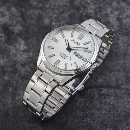 Alba Mechanical AL4153X1 Automatic Men Silver White Dial Stainless Steel Strap