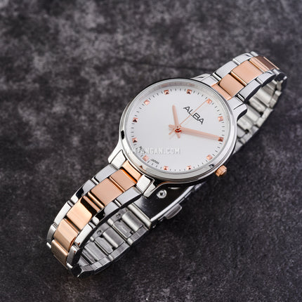 Alba Fashion ARX145X1 Ladies Silver White Dial Dual Tone Stainless Steel Strap