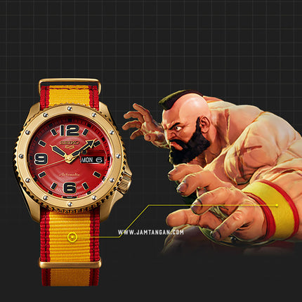 Seiko 5 Sports SRPF24K1 Street Fighter Zangief Iron Cyclone Dual Tone Nylon Strap Limited Edition