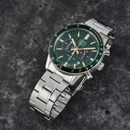 Alba AT3J71X1 Men Chronograph Green Dial Stainless Steel Strap
