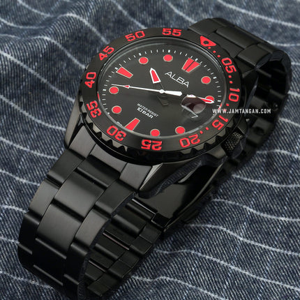 Alba Active AS9N29X1 Men Black Dial Black Stainless Steel Strap