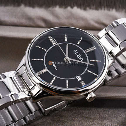 Alba Fashion AG8Q55X1 Ladies Black Dial Stainless Steel Strap