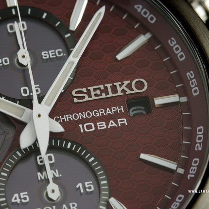 Seiko Solar SSC771P1 Chronograph Red Dial Stainless Steel Strap