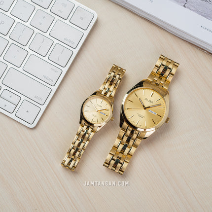 Alba AN8082X1_AJ6186X1 Couple Gold Dial Gold Stainless Steel Strap