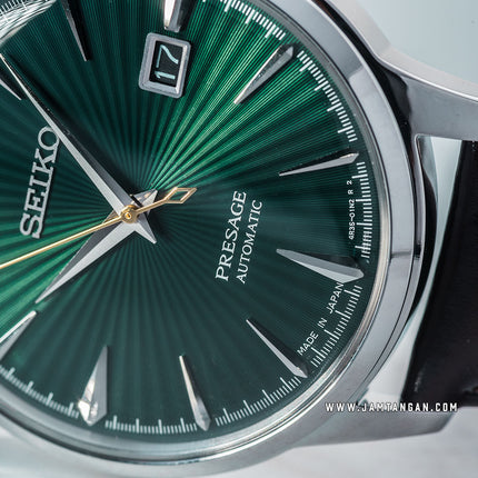 Seiko Presage SRPD37J1 Cocktail Time Mockingbird Automatic Green Dial Brown Leather Strap